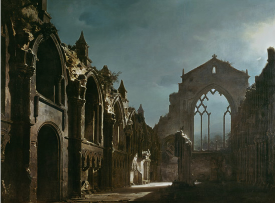 The Ruins of Holyrood Chapel. Louis Daguerre, oil on canvas 1825