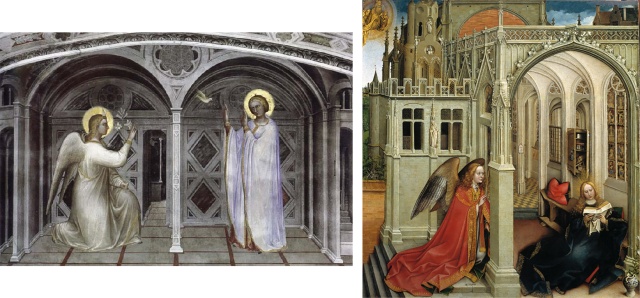 Giusto de Menabuoi Annunciation 1376-78 and Robert Campin, Annunciation (1418-1419)